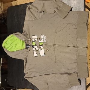 Billabong zip up hoodie gray with green hood XL